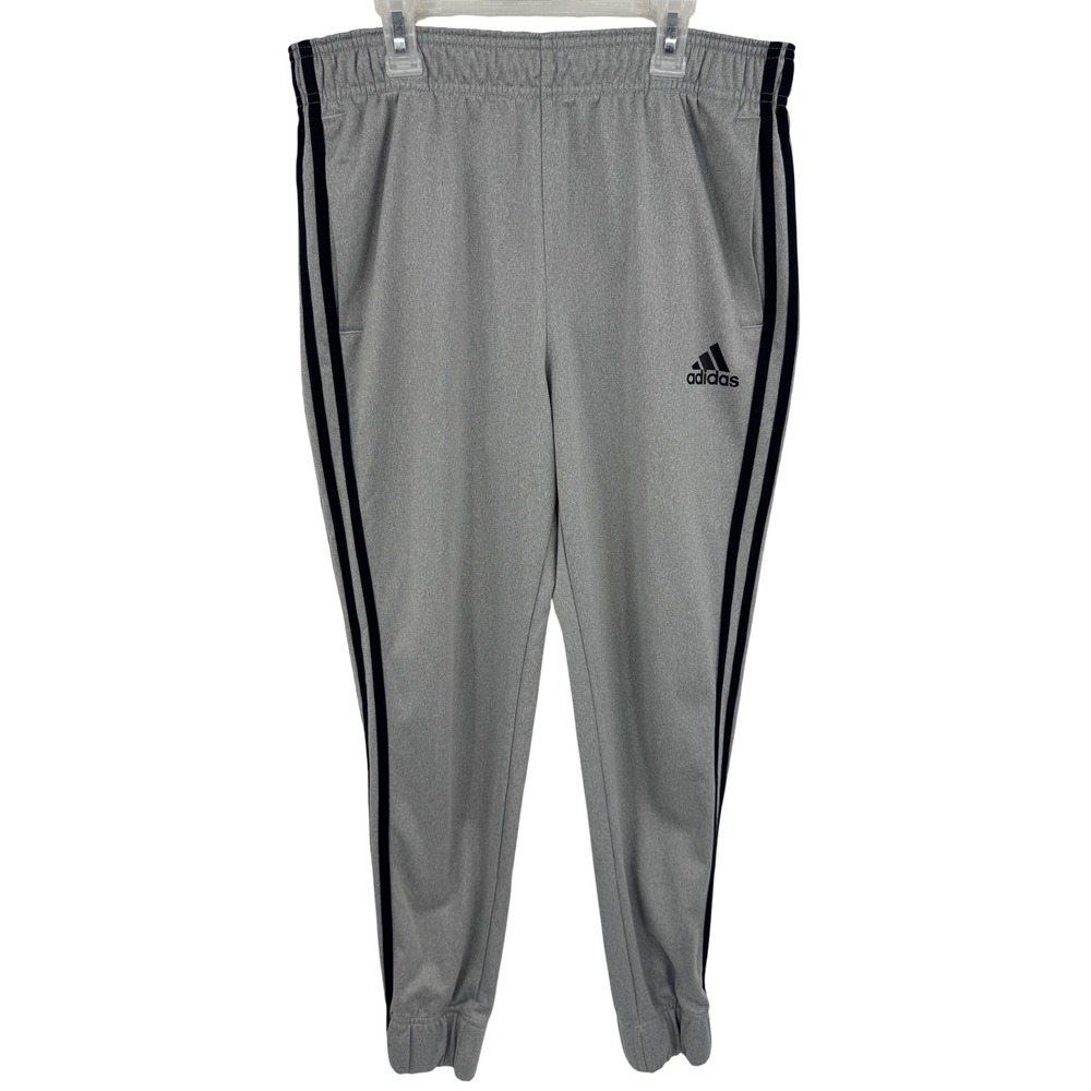 Adidas Mens Essentials 3-Stripes Tapered Jogger Pants Grey Black AJ3953 Size M
